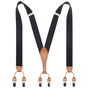 Mens Suspender Wide Leather 6 Metal Clips Adjustable Straps Y Shape By Timiot www.denim.fit