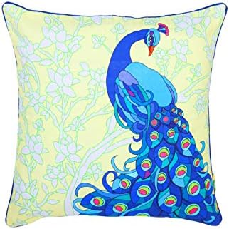 Yellow Elegant Peacock Cushion Cover