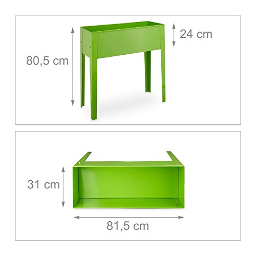 Relaxdays Hochbeet, Metall, 4 Beine, Pflanzkübel, Kräuterbeet, Balkon, Terrasse, HBT: 80,5 x 81,5 x 31 cm, hellgrün – Bild 4