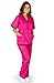 Natural Uniforms Women's Contrast Trim Scrub Set (Hot Pink//Black) (X-Large)