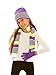 S.W.A.K Girls Knit Hat, Scarf And Gloves Set - Purple/Yellow Combo