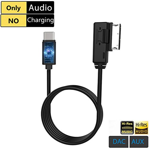 Audi AMI to USB C AUX Cable, VW MDI MMI Type C Audio Adapter, Compatible with Pixel 2 XL HTC U11/U12+ Moto Z2 Samsung S9/S8/N8 LG V30 for A3/A4/A5/A6/S5/A8/Q7/Q5 Volkswagen (AUX Only, No Charging)