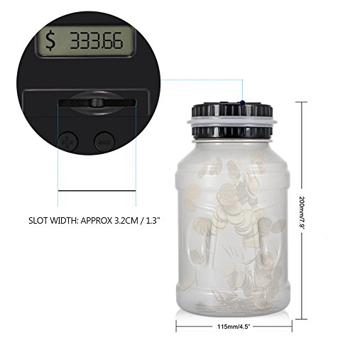 image for ALLOMN Digital Coin Bank Savings Jar, Digital Coin Counter Clear Digit