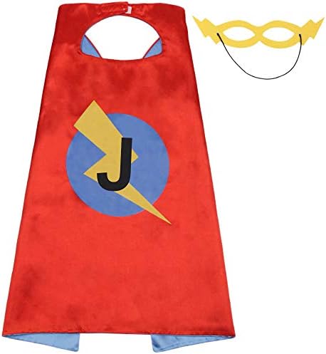 LYNDA SUTTON Kids/Adult Superhero Capes with 26 Letter Initial Cape Red & Blue Cape for Boy Girl 27.5"/47"