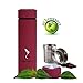 Vibrant Insulated Water Bottle/Tea Travel Mug Leak Proof Double-Wall Thermos Keeps Coffee HOT/Beverages Cold with Bonus Tea Water Infuser 16.9 oz (Red)