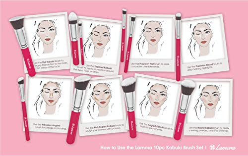 Kabuki Makeup Brush Set - Foundation Powder Blush Concealer Contour Brushes - Perfect For Liquid, Cream or Mineral Products - 10 Pc Collection With Premium Synthetic Bristles For Eye and Face Cosmetic - Thumbnail 4