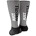 Just Wrestle Printed Mid Calf Socks | Wrestling Socks by ChalkTalkSPORTS | Large | Gray