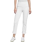 Lysse Women’s Pull-On Boyfriend Jeans – Mid Rise Stretch Knit Denim Pants, Slim Straight Cuffed Jeans for Women