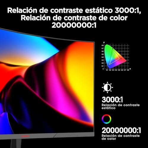 Monitor koorui de 27 polegadas, tela curva 1800r 1920 × 1080 (fhd), 144/165 hz, dci-p3 90%, moldura ultrafina, inclinação ajustável, compatível com hdmi/dp