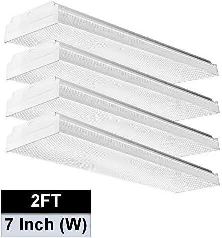 ANTLUX 2FT LED Wraparound Light, 20W Flush Mount LED Garage Shop Lights, 2400LM, 4000K Neutral White, 2 Foot Commercial Linear Ceiling Lighting Fixture for Kitchen, Laundry, Workshop, Closet, 4 Pack
