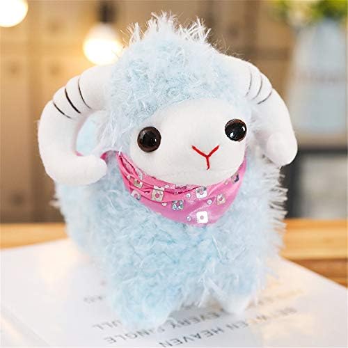 lzpoyaya Cartoon Doll Super Scarf Alpaca Sheep Plush Stuffed Toy, Room Decoration Fashion Birthday Gifts Toys, Children Gift 20cm (Blue)