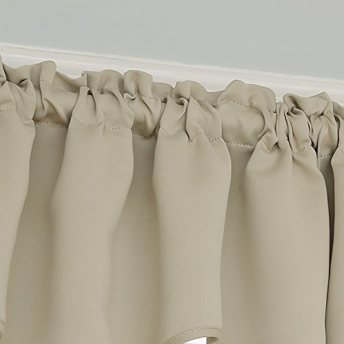 image for Deconovo Beige Valances for Kitchen Window Solid Rod Pocket Blackout S