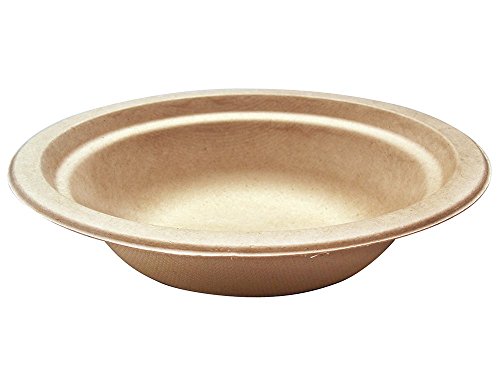 [100 COUNT] 12 oz Round Disposable Bowls - Natural Sugarcane Bagasse Bamboo Fibers Sturdy Twelve Ounce Compostable Eco Friendly Environmental Paper Bowl Alternative 100% by-product Tree Plastic Free