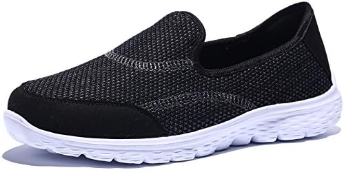 Krystory Performance Athletic Women's Walking Shoes Slip-On Lightweight Comfortable Casual Sneakers, Black, 9.5 B(M) US