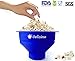 Delizioso Microwave Popcorn Popper / Big Popcorn Maker & 2 Gifts, Silicon Collapsible Bowl 7.8 X 4.3 X 5.7 Inches, BPA and PVC Free, With Lid & Handles (Blue)