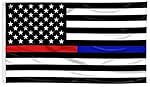 Maggift Thin-Blue-Line American Police Flag 3x5 FT Embroidered Stars Flag Black White Blue (Blue+Red)