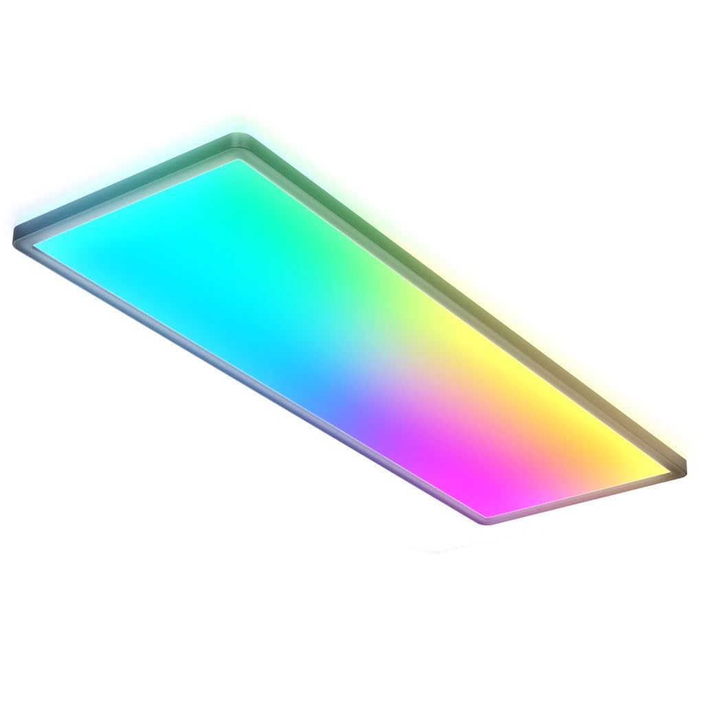 B.K.Licht I RGB LED Ceiling lamp I Ultra Flat LED Panel I Colour Change I RGBW Ceiling Light dimmable I Backlight Effect I Remote Control I Black — image 1