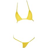 LinvMe Women's Extreme Sexy Hot Silk Micro Bikinis Set Mini Thong Swimwear