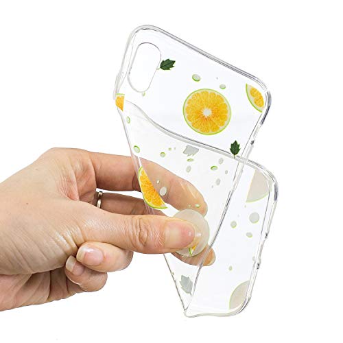 ikasus Case for iPhone XR,Clear with Design Protective Bumper Embossed Art Painted Pattern Soft Flexible TPU Silicone Ultra-Thin Transparent Girls Women TPU Case Cover for iPhone XR Case,Lemon