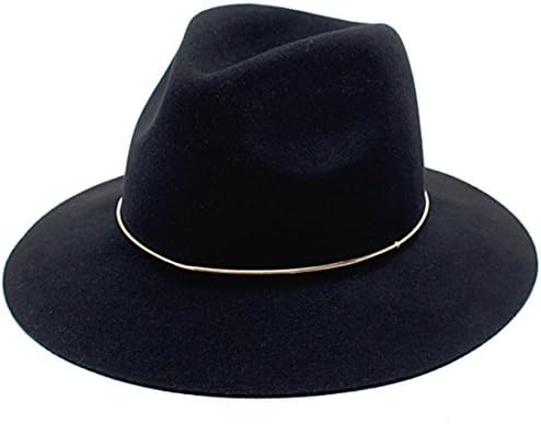 Crazyhat Cyper Top Fashion Vintage Men Women's Wide Brim 100% Wool Fedora Hat, Black, Size: OSFM