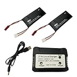 sea jump 2 X 7.4V 610mAh 15C Lipo Battery Replacement With 2 IN 1 Battery Charger For Hubsan X4 H502S H502E Quadcopter To Increase the Flight time(20mins)