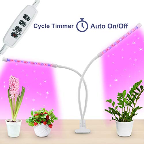 LED Grow Light for Indoor Plant, 20W Sunlike Full Spectrum Grow Lamp, Double Switch, Professional for Seedling Growing Blooming Fruiting (Pink)
