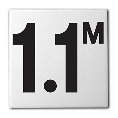 Ceramic Swimming Pool Waterline Depth Marker " 1.1 M " Smooth Finish, 4 inch Font