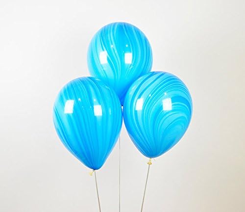 BM Avesta Pack of 15-12" Blue Color Marble Tie Dye Swirl Effect Latex Balloons For Birthday, Wedding, Ceremony and Parties Decorations, Blue and Red Colors, Premium Quality