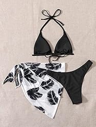 SOLY HUX Women's 3 Piece Swimsuits Print Halter