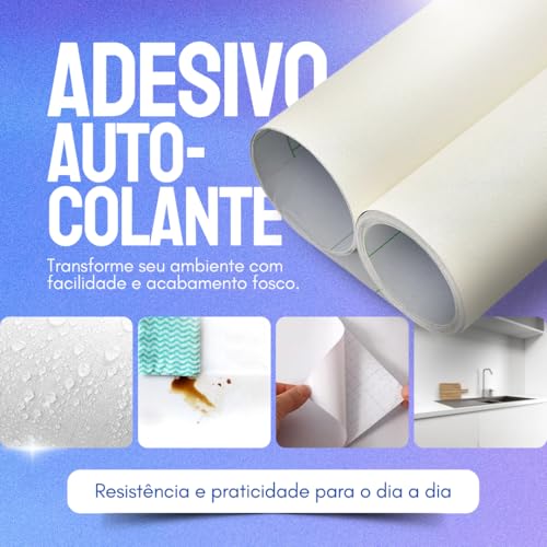 Adesivo Autocolante Branco Fosco Lavável 2m - Envelopamento de Parede, Porta e Móveis