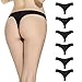 La Volupte 6 Pack Women's Underwear Breathable Cotton Thong Panties (Large, Black)