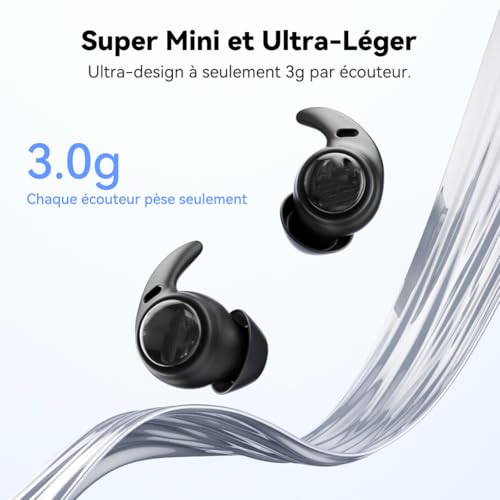 NE76 Sleep Earphones for Side Sleeping, Bluetooth Wireless Earphone Translator Instant, Charging 165 Languages, Mini Sleep Earbuds, Suitable for Travel, Study and Meetings-Black