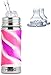 Pura Kiki Stainless Steel 11 Ounce Bottle with Silicone Straw plus 2 XL Sipper Spouts, Pink Swirl