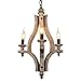 DOCHEER Vintage Rustic Wooden Chandelier Farmhouse 3-Light Wood Chandeliers Ceiling Pendant Lighting Fixture for Kitchen Island, Dining Room, Foyer, Entryway, Bedrooms.