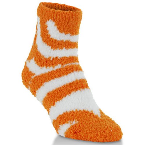 Marshmallow Soft Unisex Orange and White Microfiber Fuzzy Crew Length Socks