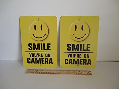 2 Smile You're On Camera Video Surveillance Security Metal Yard Signs Stock # 721