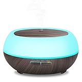 Aroma Essential Oil Diffuser, Simway Aromatherapy 300mL Ultrasonic Cool Mist Aroma diffuser Humidifier with Waterless Auto Shut-off, 7 color LED lights for Bedroom Living Room Spa Baby - Wood Grain