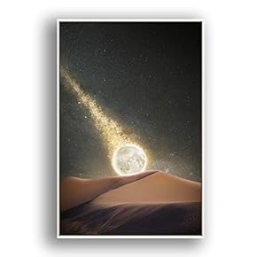 Framed Canvas Wall Art for Living Room, Bedroom Moon with Bright Canvas Prints for Modern Home Decoration Ready to Hang - 16"x24" inches