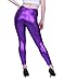HDE Womens Purple Metallic Leggings Shiny Liquid Bottoms