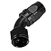 Vincos Aluminum Oil Fuel Line Fitting 45 Degree Elbow AN16 16 AN Swivel Seal Hose End, Black Anodized