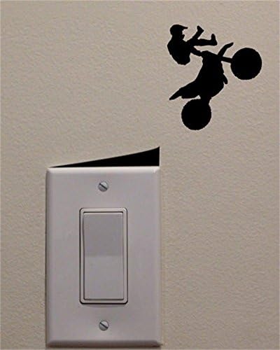 YINGKAI Motocross Freestyle Legs Above Handlebars Jumping Off Ramp on Light Switch Decal Vinyl Wall Decal Sticker Art Living Room Carving Wall Decal Sticker for Kids Room Car Home Window Decoration