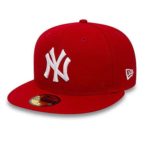 New Era Erwachsene Baseball Cap Mütze MLB Basic NY Yankees 59Fifty Fitted, Scarlet/White, 7, 10011573