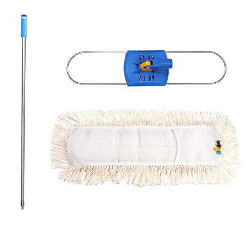 YCUTE Commercial Heavy Duty Dust Mop Cotton with 53" Stainless Steel Threaded Long Handle and Metal Frame - 35" X 6" Wide Cotton Mop Head - 360 Degree Spinning - Thumbnail 6