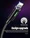 Power Off/On Smart LED Auto Disconnect and Auto Recharge Nylon Braided Sync Charge USB Data 6FT/1.8M Cable Compatible New Phone List Below (Black, 4FT/1.2M)