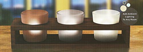 3 Piece glass Candle GIft Set with Espresso Wood Base