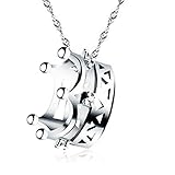 Sephla 14K White Gold Overlay Sterling Silver Princess Crown Pendant Necklace For Women