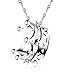 Emma Manor EM 14k White Gold Plated Princess Crown Pendant Necklace for Women