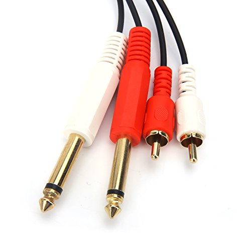SiYear 6.35mm Dual 1/4 inch TS Mono plug to Dual RCA male AUX Audio Convertor Adapter Cable, For Mic Mixer Amplifieï¼ŒMixer Amplifi etc(1.8M/6FT)