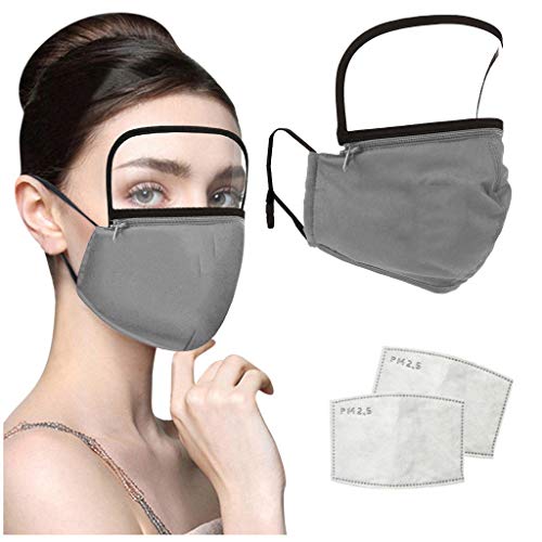 NOMENI 4PCS Face Protection+8PCS Filter, Adult Outdoor Washable Reusable Zipper Integrated Protective Cover With Filter And Detachable Eye Protection (Multicolor (4+8pcs))