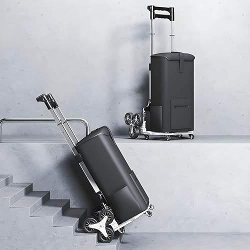 ALISMAEEL Stair Climbing Cart 70KG Capacity Foldable Trolley Cart with Wheels,Thickened Aluminum Alloy Frame Silent Stair Climbing Wheels Elastic Rope Detachable Shopping Bag, for Home and Office